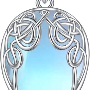 YAFEINI Irish Celtic Necklace Sterling Silver Abalone Shell Celtic Knot Teardrop Pendant Necklace Jewellery Gifts for Women Girls