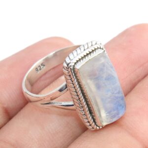 Moonstone Gemstone 925 Sterling Silver Rings Handmade Jewelry, Bridesmaid Ring for Women & Hypoallergenic Skin friendly Ring for Unisex, Large Statement Christmas Gift Ring