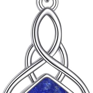 YAFEINI Natural Stone Necklace Sterling Silver Gemstone Pendant Necklace Irish Celtic Knot Teardrop Necklace Jewellery Gifts for Women Girls