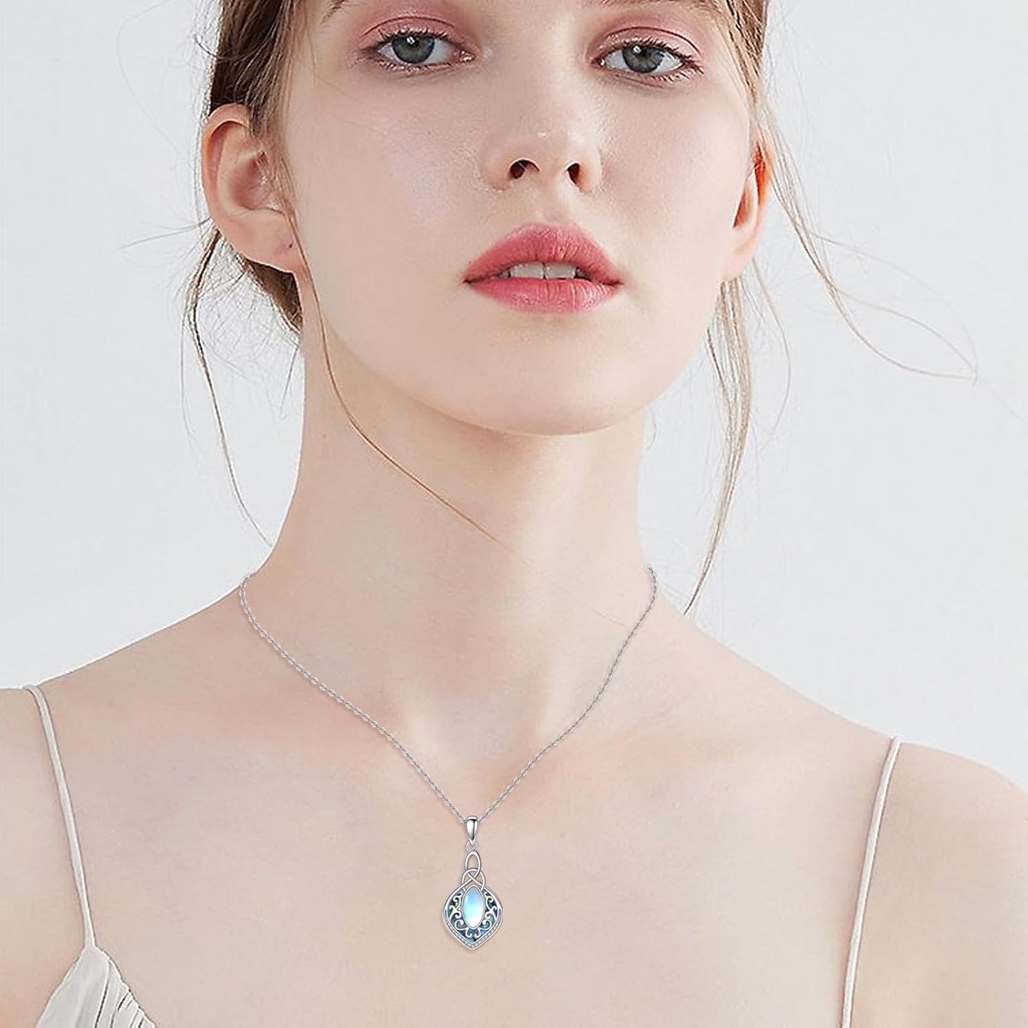 AXELUNA Filigree Moonstone Necklace Sterling Silver Abalone Shell Jewelry Bohemian Irish Celtic Gifts for Women - Image 4