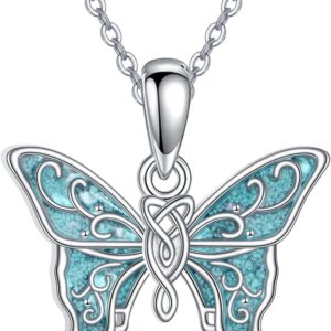 YAFEINI Turquoise Necklace 925 Sterling Silver Dragonfly/Butterfly/Dolphin/Justice Scale/Lighthouse/Wave Pendant Jewelry Gift for Women Mom Wife