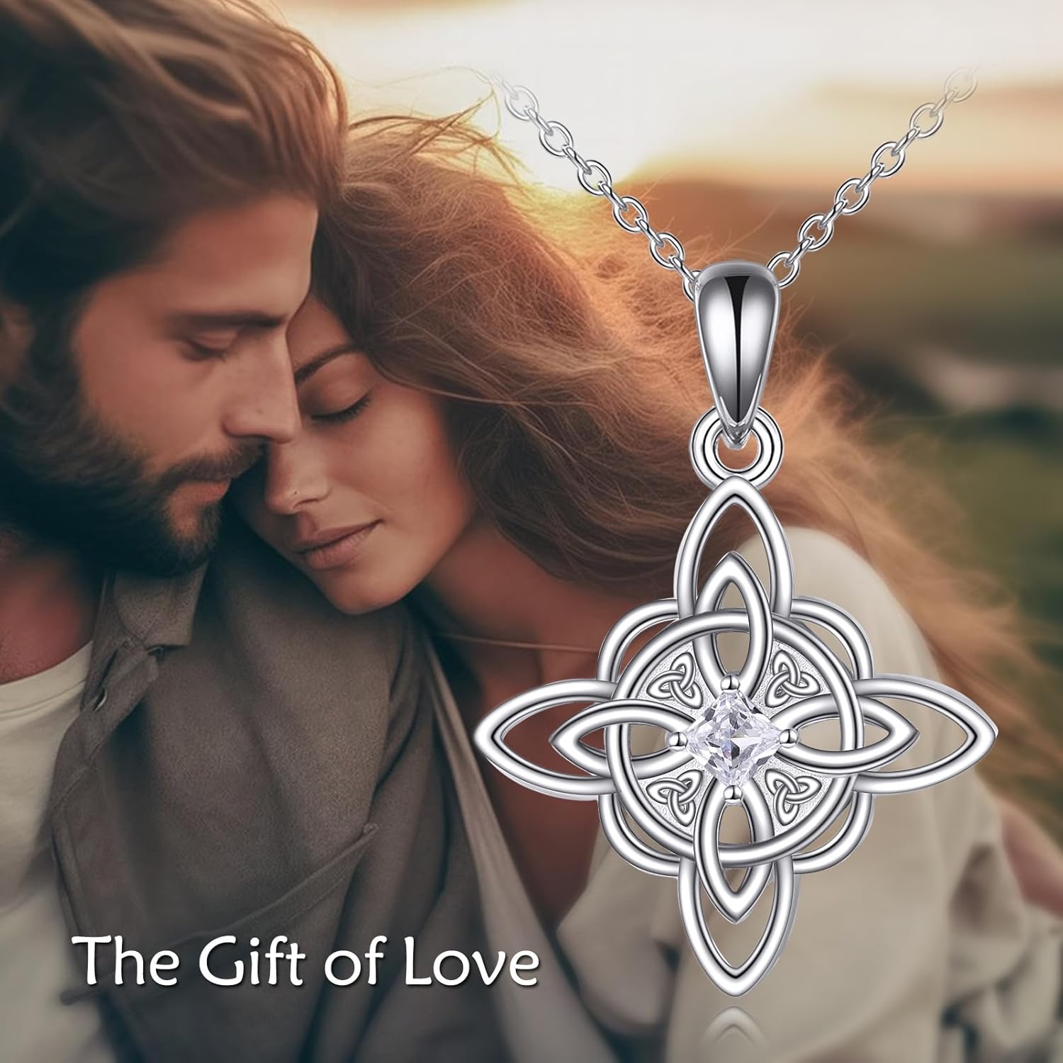 Witch Knot Birthstone Necklaces Celtic Triquetra Knot 925 Sterling Silver Pendant Necklace for Women - Image 6