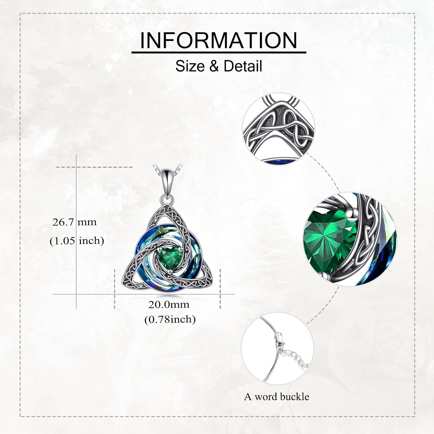 Celtic Knot Necklace 925 Sterling Silver Birthstone Trinity Knot Triquetra Crystal Pendant Irish Scottish Jewellery Gifts for Women - Image 3