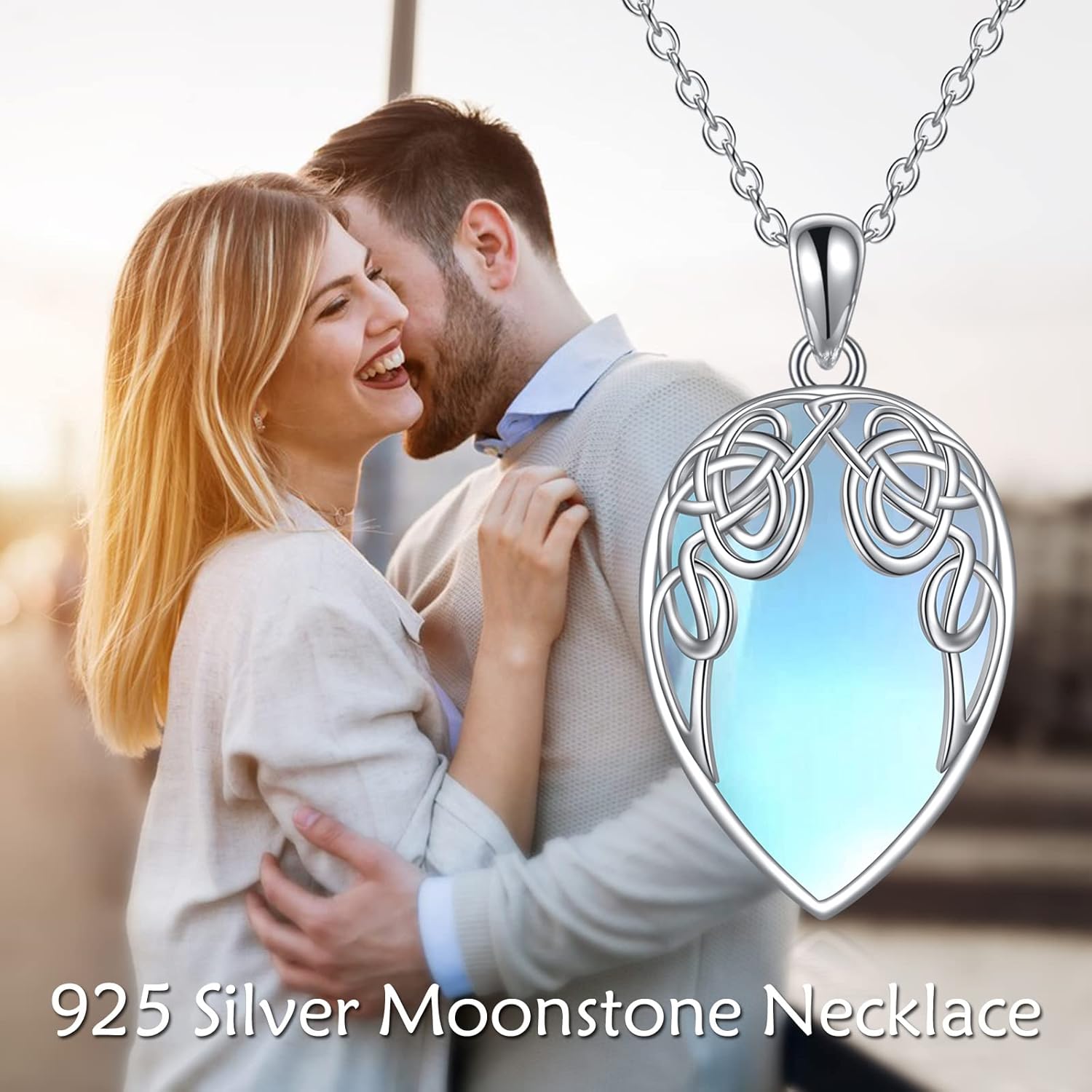 YAFEINI Irish Celtic Necklace Sterling Silver Abalone Shell Celtic Knot Teardrop Pendant Necklace Jewellery Gifts for Women Girls - Image 6