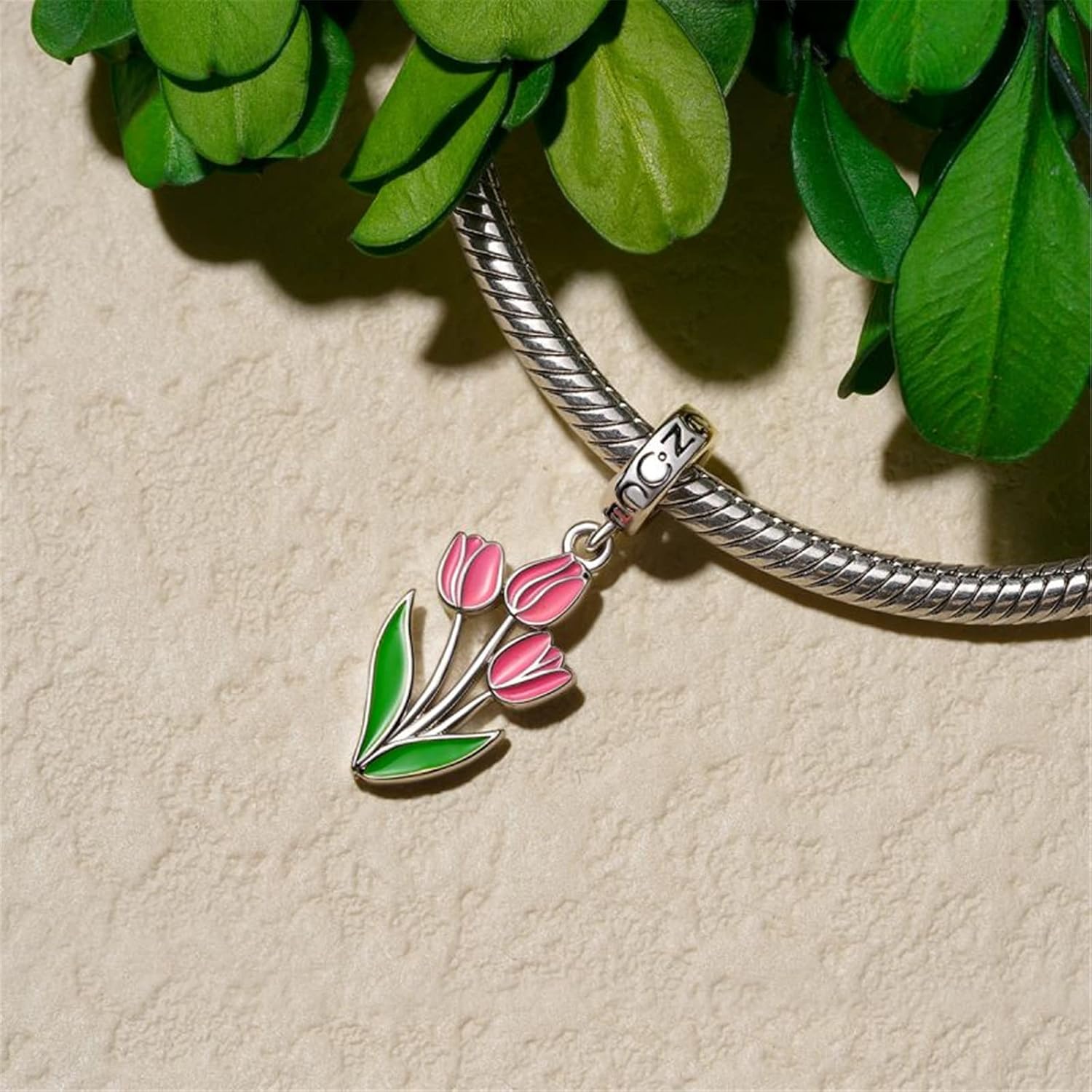 GNOCE Blooming Tulip Pendant Charms for Bracelet 925 Sterling Silver Flower Dangle Charm for Women Mother's Day Gift Fit Bracelets/Necklace - Image 2