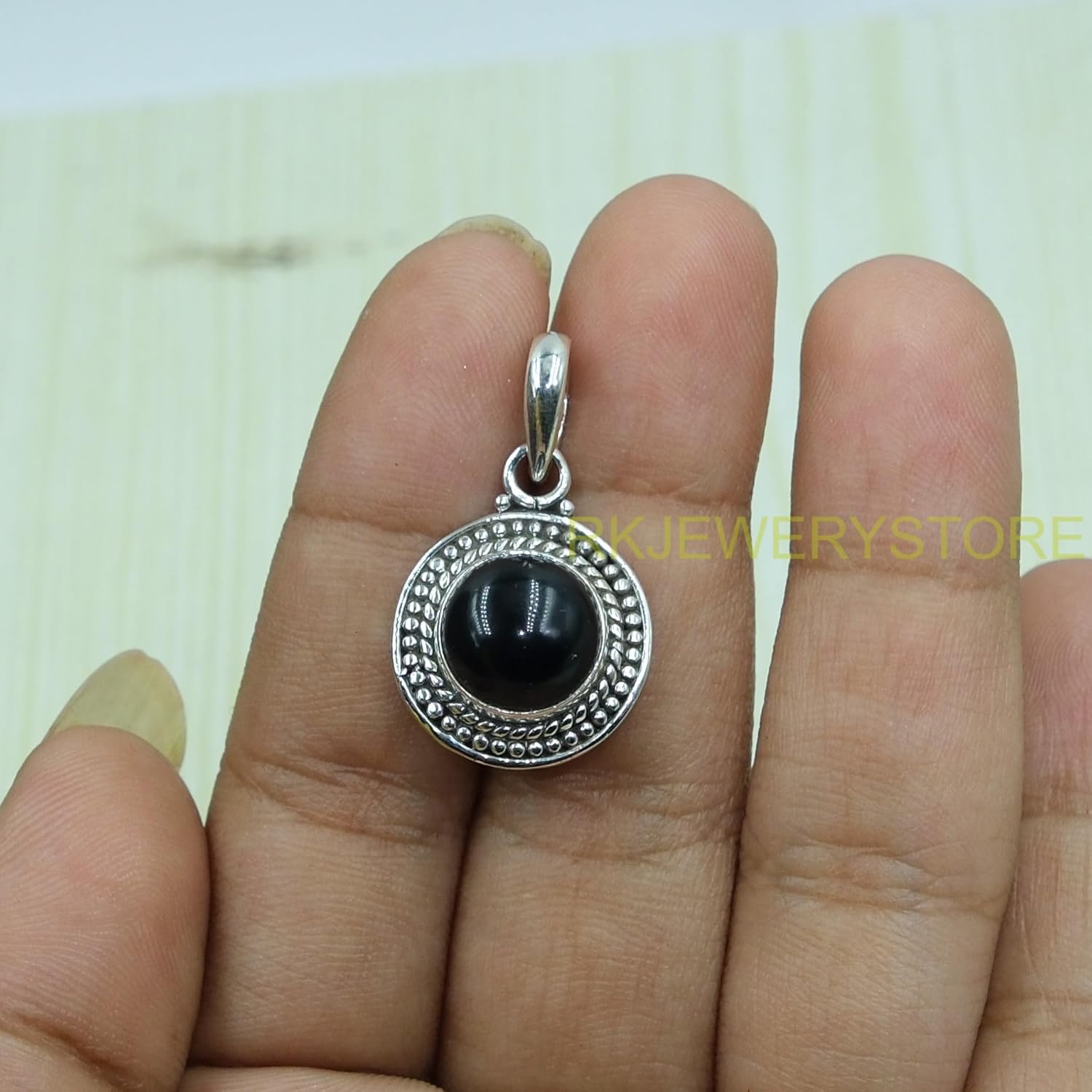 Natural Black Onyx Gemstone Pure 925 Sterling Silver Handmade Design Statement Black Stone Pendant Necklace Jewelry Gift For Wife Girlfriend - Image 3