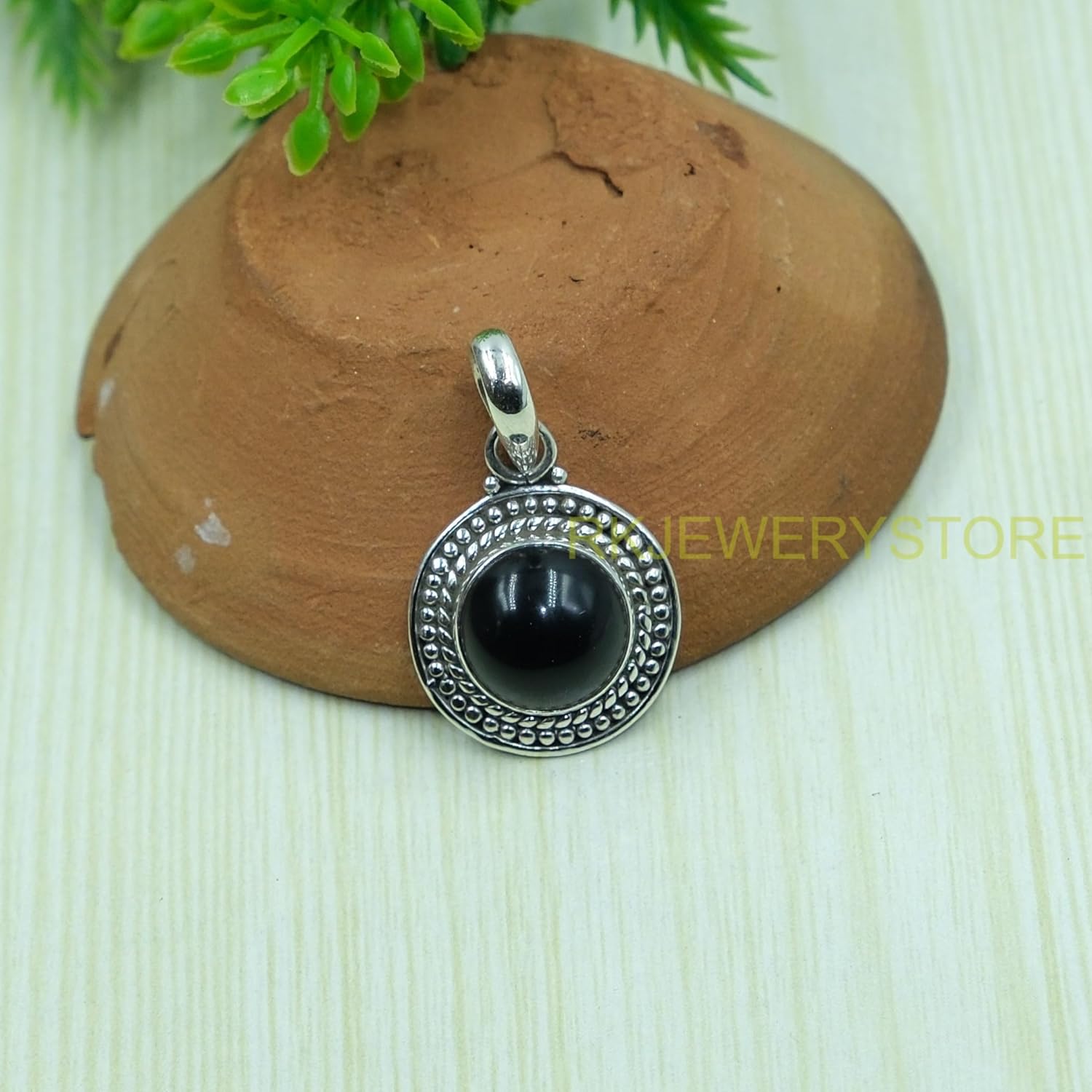 Natural Black Onyx Gemstone Pure 925 Sterling Silver Handmade Design Statement Black Stone Pendant Necklace Jewelry Gift For Wife Girlfriend - Image 6