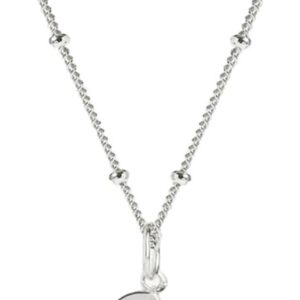 Treasure Bay Women's Silver Necklace - 925 Sterling Silver Pendant Charm Small Chain Beaded Necklace Layered Stacking Curb Chain Necklace for Women Ladies Girls