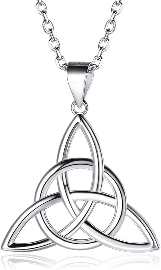 ChicSilver Sterling Silver Necklace for Women Irish Jewellery Celtic Heart/Triangle/Cross/Butterfly Pendant Necklaces Silver/Gold/Rose Gold(With Gift Box