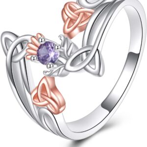 HUKKUN Scottish Thistle Ring 925 Sterling Silver Scottish Jewelry Gifts for Women Size O Q