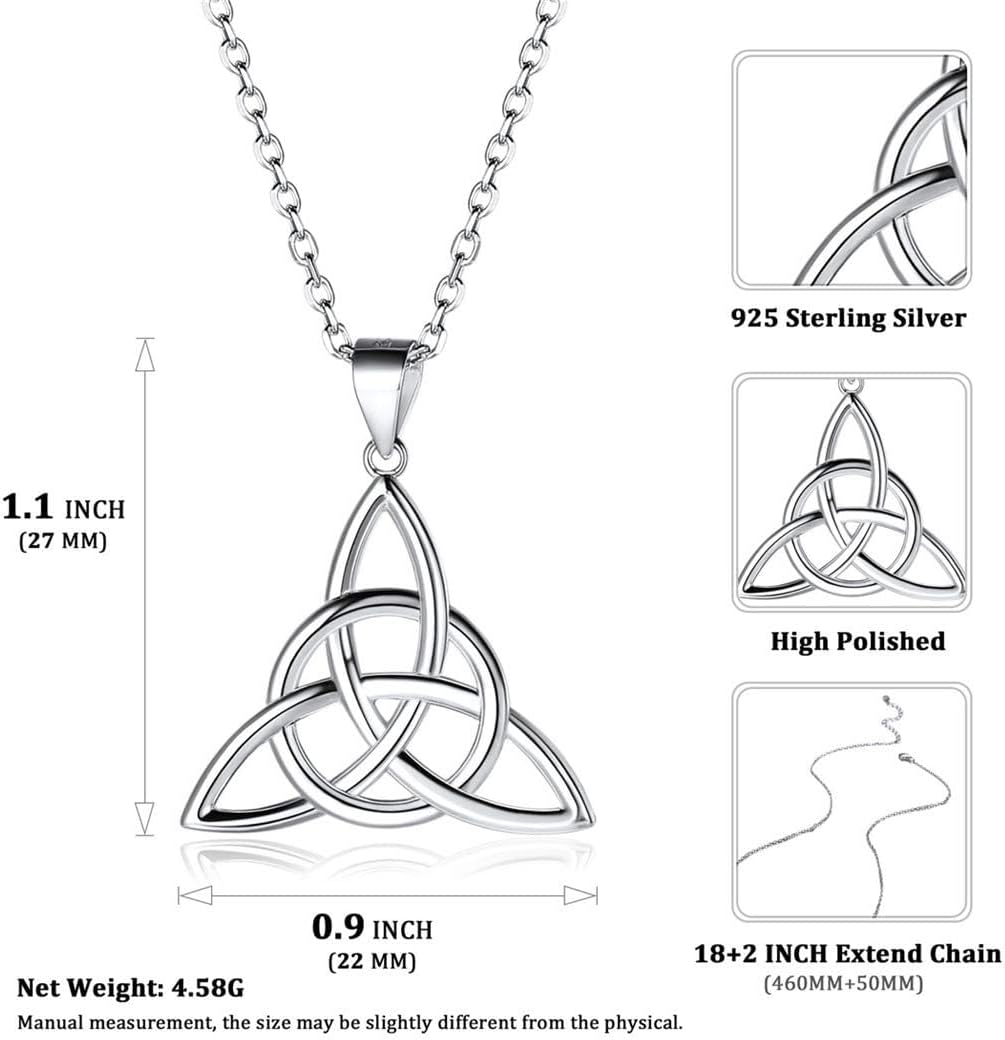 ChicSilver Sterling Silver Necklace for Women Irish Jewellery Celtic Heart/Triangle/Cross/Butterfly Pendant Necklaces Silver/Gold/Rose Gold(With Gift Box - Image 5