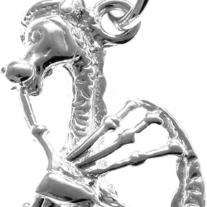 Alexander Castle 925 Sterling Silver Scottish Nessie Piper Necklace 25mm x 10mm Pendant with 18" Silver Chain & Jewellery Gift Box - Scottish Gifts for Women & Men