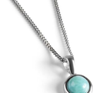 HENRYKA 925 Sterling Silver & Natural Gemstone Round Charm Necklace | Minimal Pendant | Bridesmaid Jewellery | Hypoallergenic Women's Jewellery with Gift Box