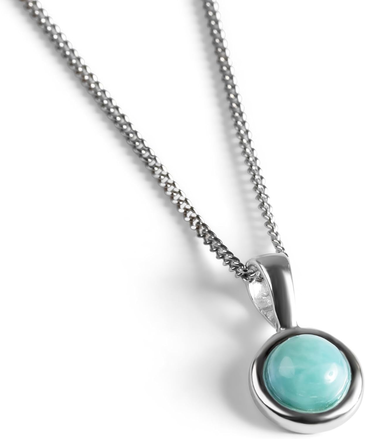 HENRYKA 925 Sterling Silver & Natural Gemstone Round Charm Necklace | Minimal Pendant | Bridesmaid Jewellery | Hypoallergenic Women's Jewellery with Gift Box