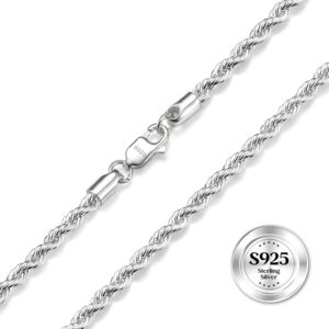Dochais 925 Sterling Silver Chain Necklace for Women Girls 2mm/3mm Thin Silver Necklace 16/18/20/22 Inch Necklaces for Women Silver 925 Plated Minimalist Womens Jewellery Gifts Pendant Replacement