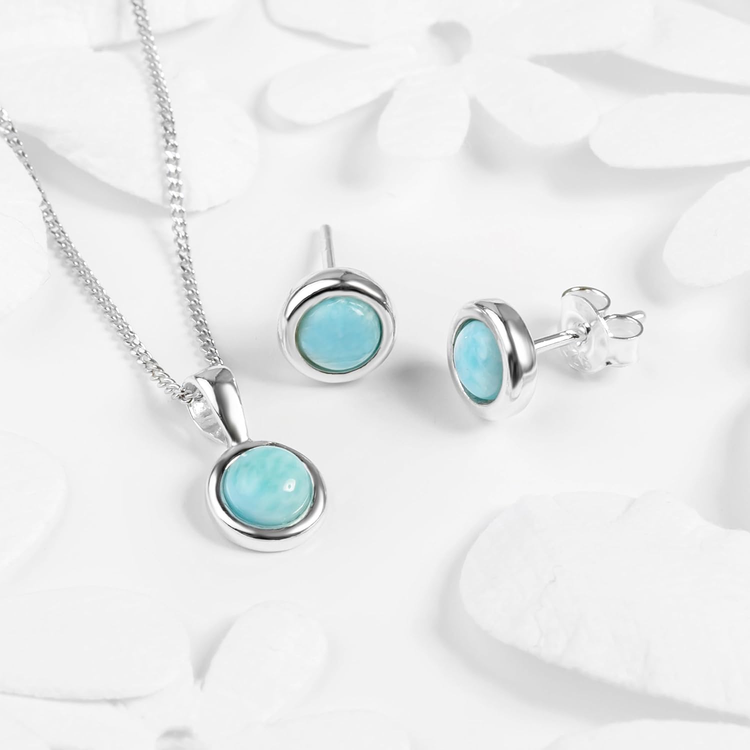 HENRYKA 925 Sterling Silver & Natural Gemstone Round Charm Necklace | Minimal Pendant | Bridesmaid Jewellery | Hypoallergenic Women's Jewellery with Gift Box - Image 5