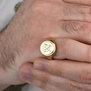 dandie dinmont terrier signet ring| scottish breed jewelry| custom dog engraved pet lover gift| 925 sterling silver (Ring Size US 5-12.5) gold plated |LK_PDR_00544