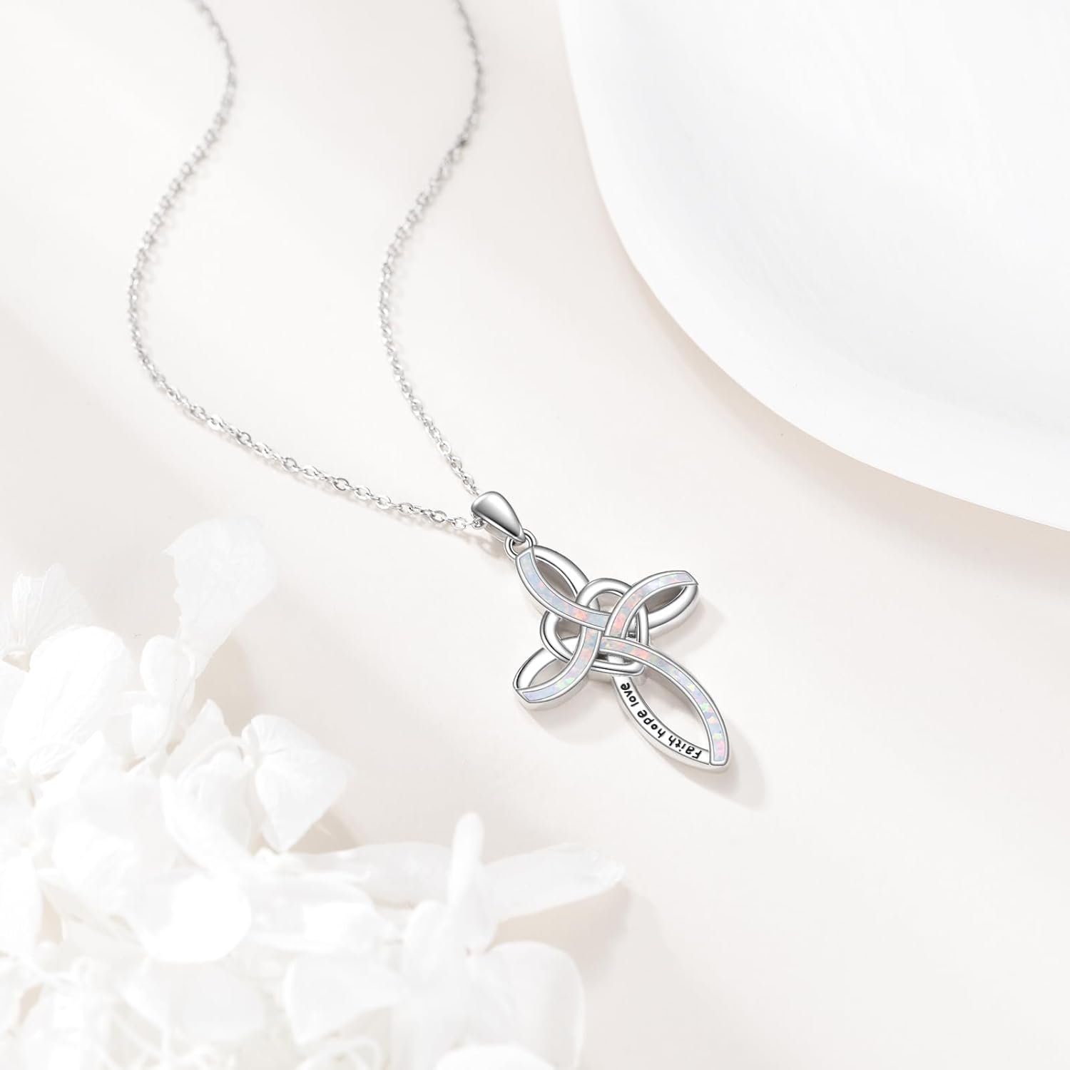 Celtic Knot Cross Necklace Sterling Silver Infinity Love Heart Pendant Necklace Celtic Jewelry Gift for Women - Image 2