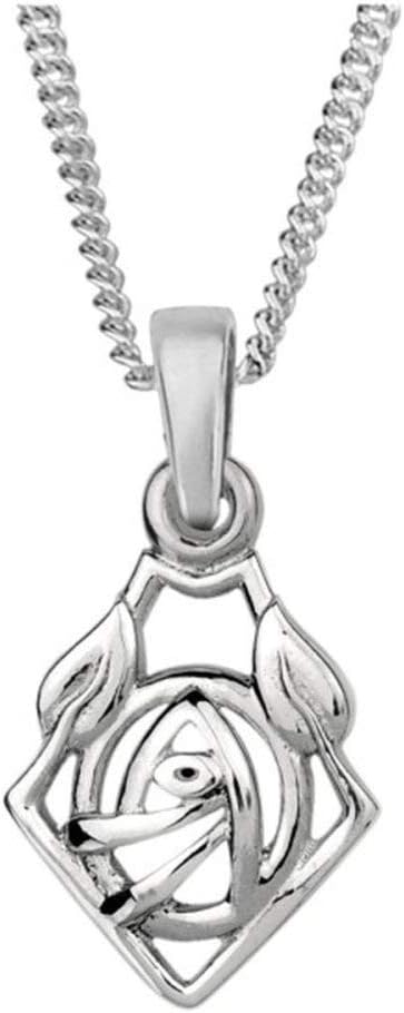 Charles Rennie Mackintosh Art Nouveau Glasgow Rose Diamond Shaped Necklace Pendant - Includes A 18" Silver Chain
