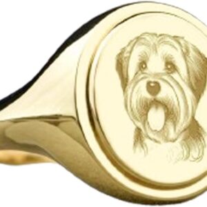 dandie dinmont terrier signet ring| scottish breed jewelry| custom dog engraved pet lover gift| 925 sterling silver gold plated |WDRG_0549