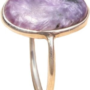 Large Purple Charoite Gemstone Ring Pure 925 Sterling Silver Handmade Statement Ring Boho Ring For Men And Women Gift Jewellery