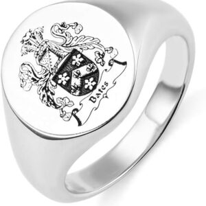 Custom Round School Logo/Family Crest Coat of Arms Ring for Men Women Sterling Silver 925 Personalised Image, Text, Name Pinky Ring Silver/Gold/Rose Gold Signet Rings Jewelry for Graduate Dad Father