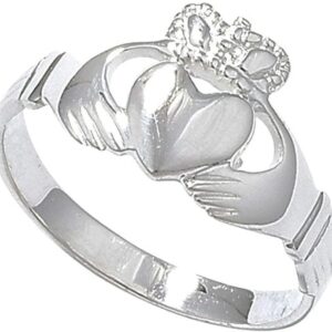 Classic Irish Celtic Claddagh Sterling Silver Band Ring With Cut-Out Heart - Irish Jewellery – Sizes J-R Available