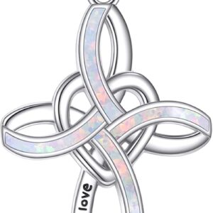 Celtic Knot Cross Necklace Sterling Silver Infinity Love Heart Pendant Necklace Celtic Jewelry Gift for Women