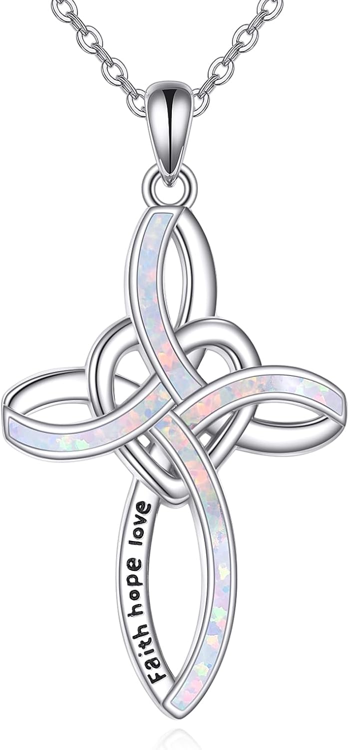 Celtic Knot Cross Necklace Sterling Silver Infinity Love Heart Pendant Necklace Celtic Jewelry Gift for Women