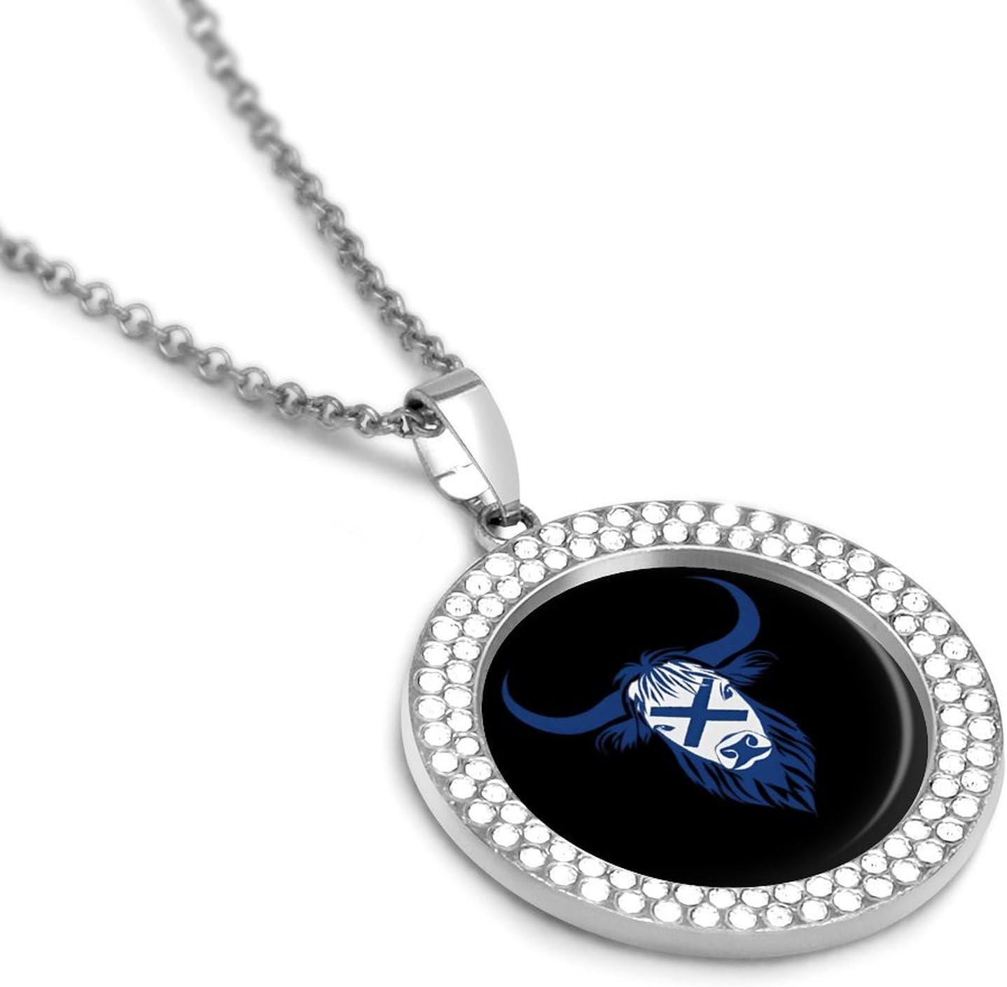 Highland Cow Scottish Flag Women's Diamond Necklace Shiny Rhinestones Pendant Jewel Necklaces Romantic Trendy - Image 3
