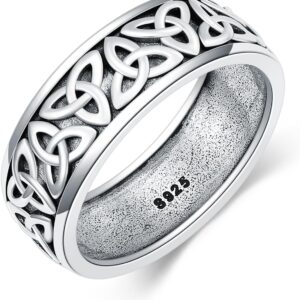 Celtic Knot Ring Sterling Silver 8mm Celtic Knot Wedding Band Ring for Men Women