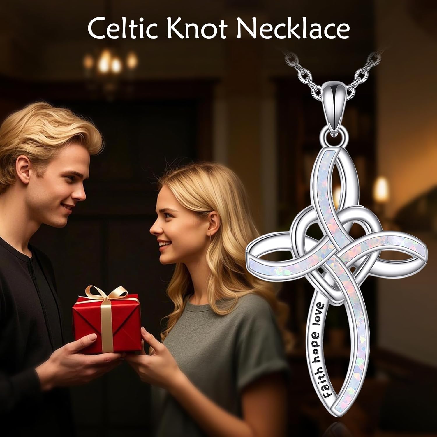 Celtic Knot Cross Necklace Sterling Silver Infinity Love Heart Pendant Necklace Celtic Jewelry Gift for Women - Image 4