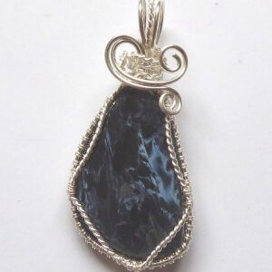 Bovira Natural Pietersite 999 Fine Silver Handmade Pendant Wire Wrapped Genuine Gemstone Real Gift For Her Present