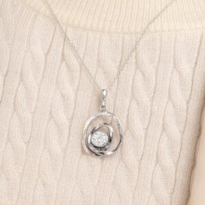 JEAN RACHEL JEWELRY 925 Sterling Silver Necklace for Women - Free Form with Cubic Zirconia Vintage Design - Hypoallergenic, Lead & Nickel Free - Artisan Handcrafted Statement Necklace, White