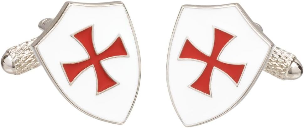 Crusader Knight Templar Shield Cufflinks In Onyx Art Box, One Size, Silver