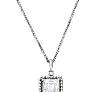 JEAN RACHEL JEWELRY 925 Sterling Silver Necklace for Women Baguette with Cubic Zirconia Vintage Design Hypoallergenic Lead and Nickel Free Handmade Statement Necklace by Hand