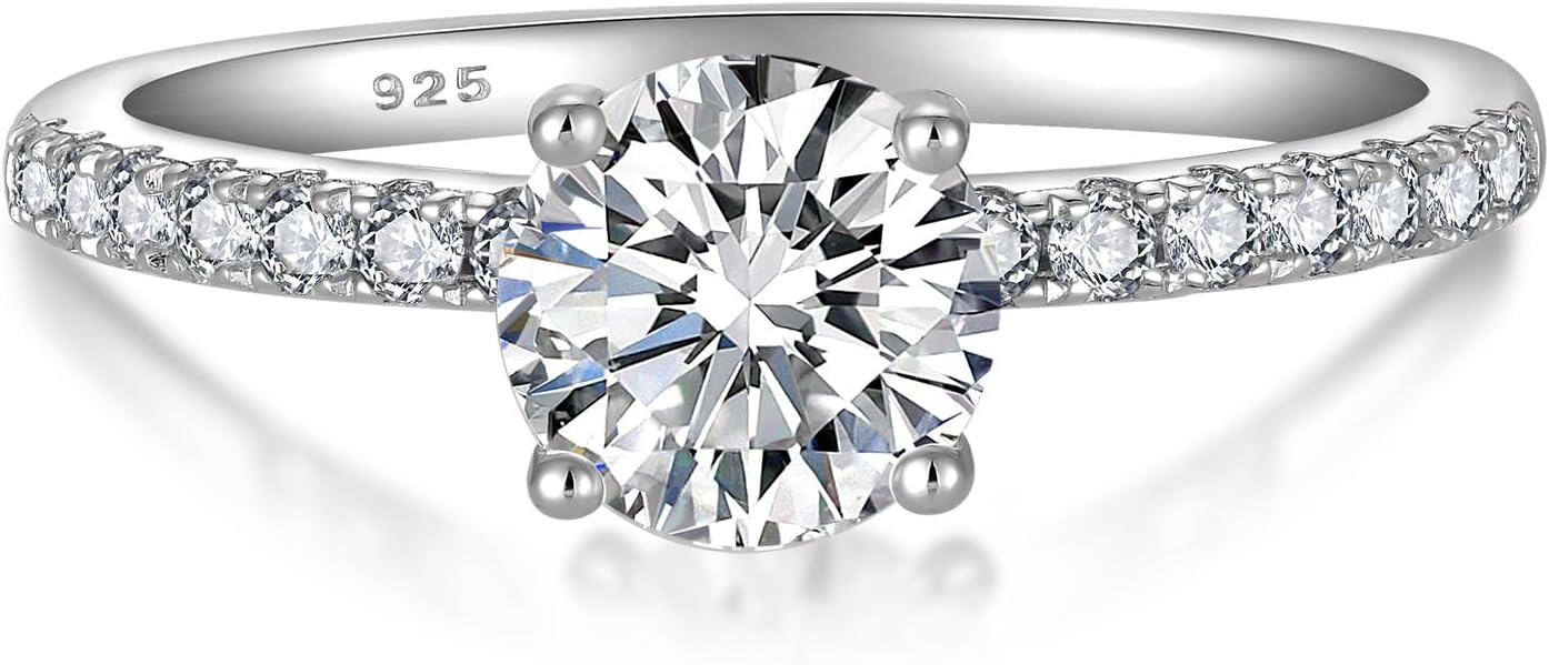 YL Moissanite Engagement Rings 925 Sterling Silver Round Cut 1CT Moissanite D Color VVS1 Promise Wedding Rings Anniversary Jewellery