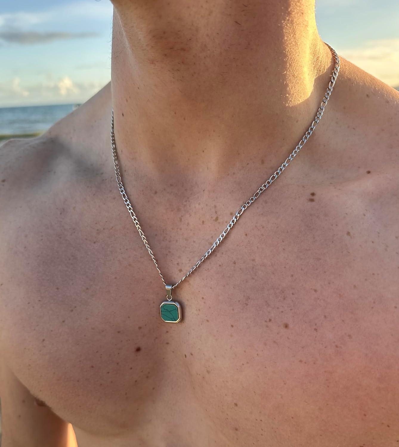 Black Onyx Pendant Necklace, Stone Pendant, Mens Stone Necklace, Stainless Steel Chain, Men's Jewellery, Mens Silver Necklace, 20" - Image 7