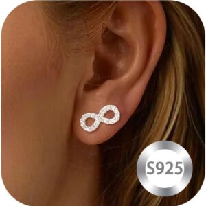 Birthday Gift for Women S925 Sterling Silver Infinity Stud Earring