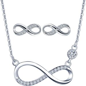 Infinity Love Necklace Earrings 925 Sterling Silver Jewellery for Women Girls