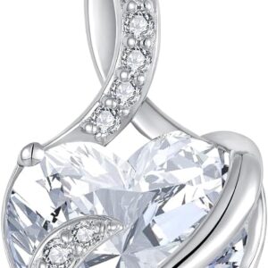 FJ Necklaces for Women 925 Sterling Silver Infinity Heart Pendant Necklace Birthstone Jewellery for Women