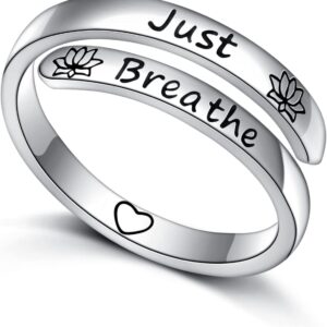 Adjustable Inspirational Rings 925 Sterling Silver Stacking Wrap Spiral Twist Statement Band Encouragement Gift for Women Men