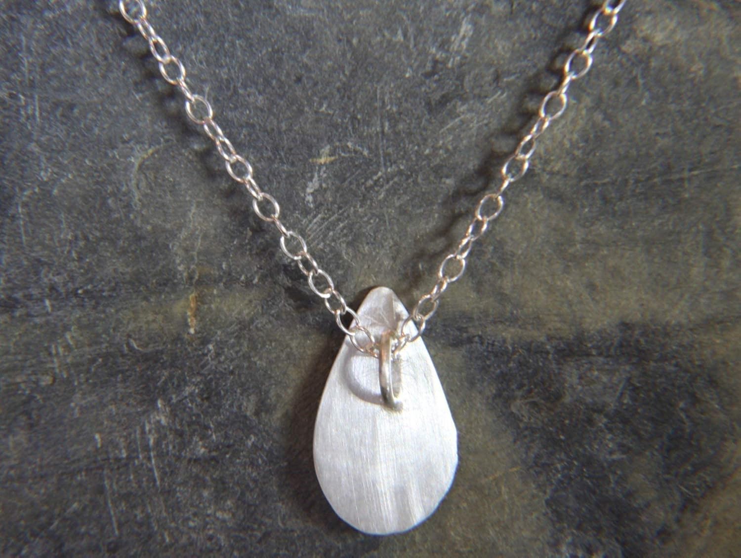 Tear drop sterling silver necklace - Silver pear shaped pendant - tear drop pendant - Reflections on the Sea - sea inspired necklace - handmade in Cornwall - Genuine Real Silver - Image 5