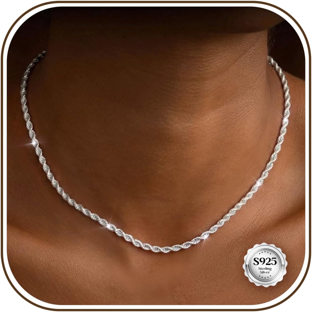 Dochais 925 Sterling Silver Chain Necklace for Women Men 2mm/3mm Thin Silver Necklace 16/18/20/22 Inch Necklaces for Women Silver 925 Plated Minimalist Womens Jewellery Gifts Pendant Replacement