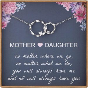 AnalysisyLove Mom Gifts, Sterling Silver Circles Necklaces for Women, Mama Necklace, Daughter Birthday Gift from Mum, Mothers Day Jewelry for Her