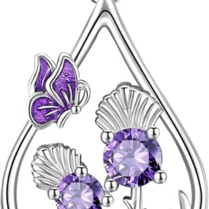 DAYLINLOVE Nordic Necklace 925 Sterling Silver Scottish Thistle/Star of David/Witch Knot/Trinity Knot/Claddagh Cross Pendant Necklace Norse Pagan Jewellery Gifts for Women Men