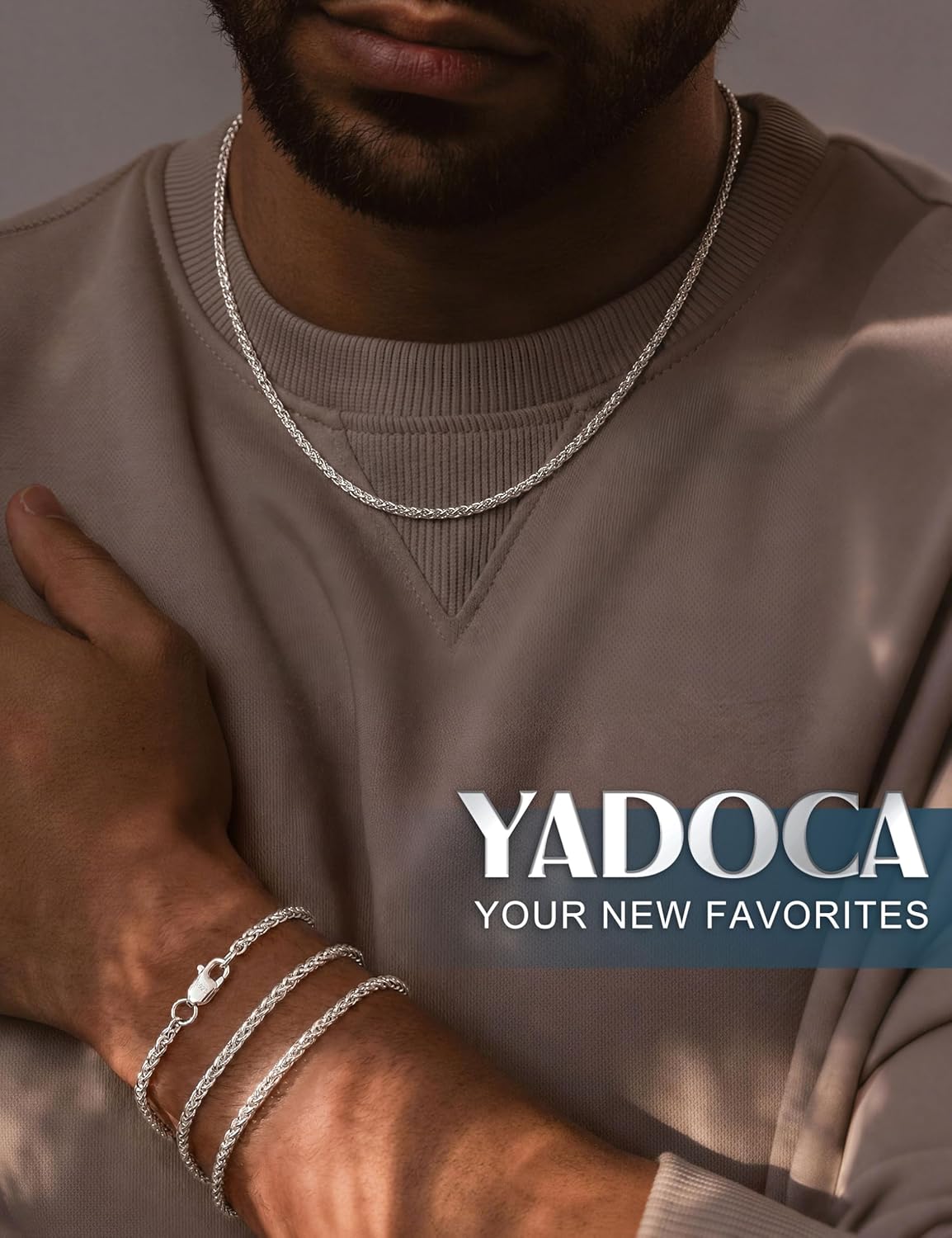 YADOCA 925 Sterling Silver Chain Mens Hypoallergenic Wheat Silver Necklace Chain for Men Sturdy Men's Necklaces Ideal Pendants Choice Jewellery Gift 18/20/22 Inch - Image 6
