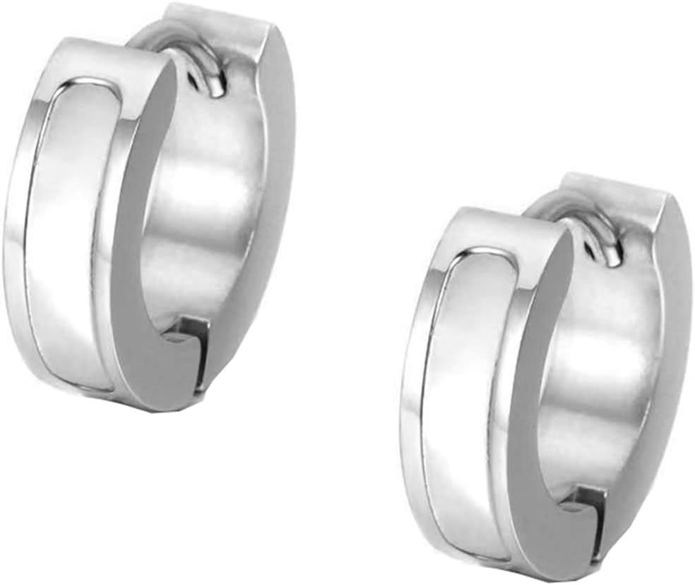 Women's Huggie Hoop Earrings Silver,Stainless Steel Huggie Hoop Earrings for Women with Shell Pattern Huggies Earrings Silver
