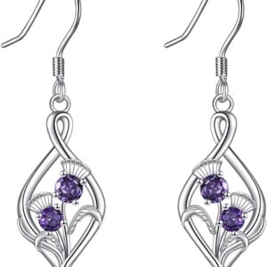 Infinity Drop Earrings for Women 925 Sterling Silver Mushroom/Daisy/Thistle Flower Dangle Earrings for Girls Mushroom/Daisy/Thistle Flower Jewellery Gift