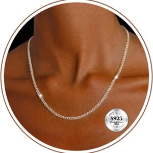 Dochais 925 Sterling Silver Chain Necklace for Women Men 1mm/2mm Thin Silver Necklace 16/18/20/22 Inch Necklaces for Women Silver 925 Plated Minimalist Womens Jewellery Gifts Pendant Replacement